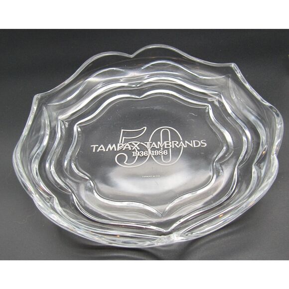 COPY - Unusual Tiffany & Co Tampax 50th Anniversary Tiffany Crystal Plate 1936-… - Picture 1 of 5